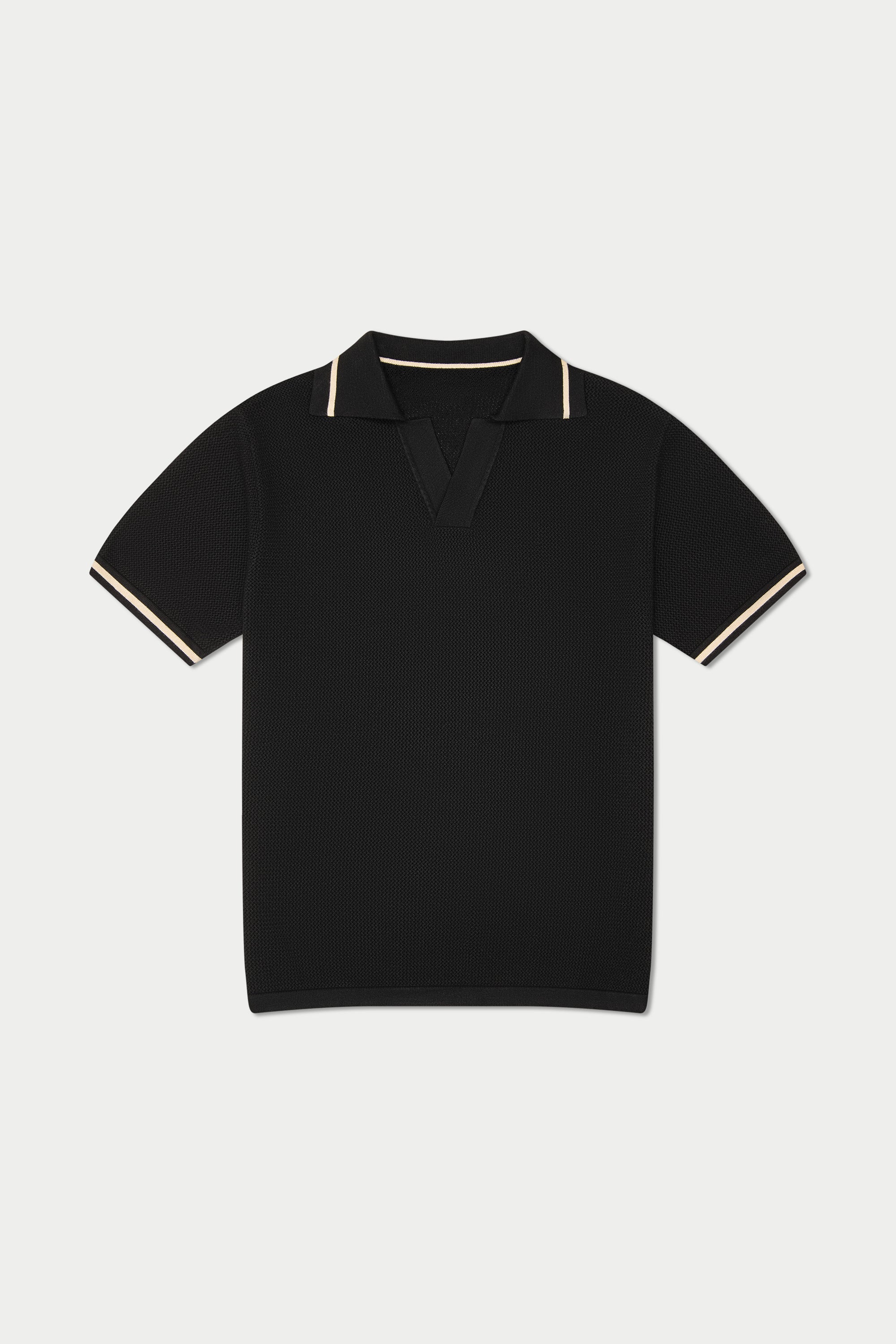 Image of Black Crochet Polo
