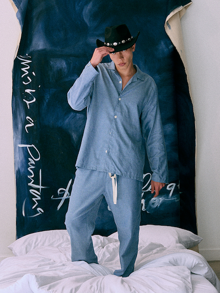 402 Long Pyjama Set Chambray Blue