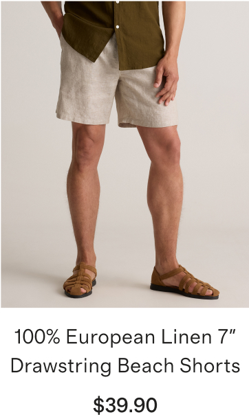 100% European Linen 7 Drawstring Beach Shorts