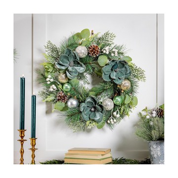 Evergreen 20"H Artificial Pine Wreath with Ornaments