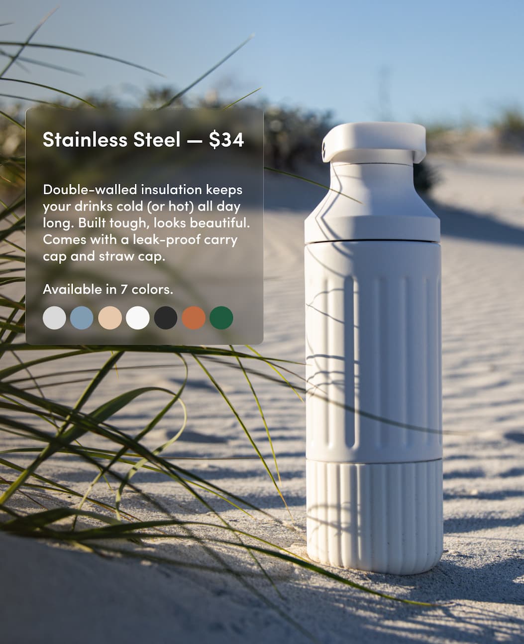 Stainless Steel Dual Cap Hydration Bottle