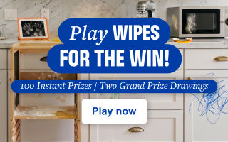 Play Wipes for the Win! 100 Instant Prizes/ Two Grand Prize Drawings. Play now