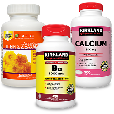 trunature Vision Complex, Kirkland Signature Quick Dissolve B-12 5,000 mcg or Calcium 600 mg with Vitamin D3