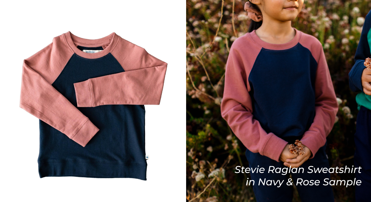 Shop Stevie Raglan Navy Rose Sample