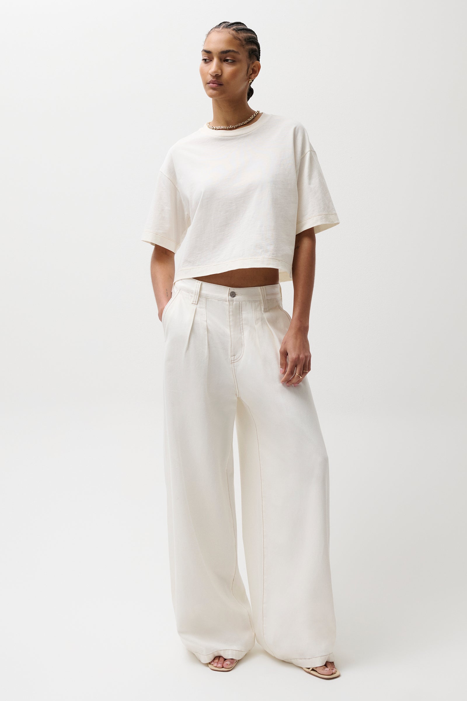 Image of Delphine Pleated Wide - Off White
