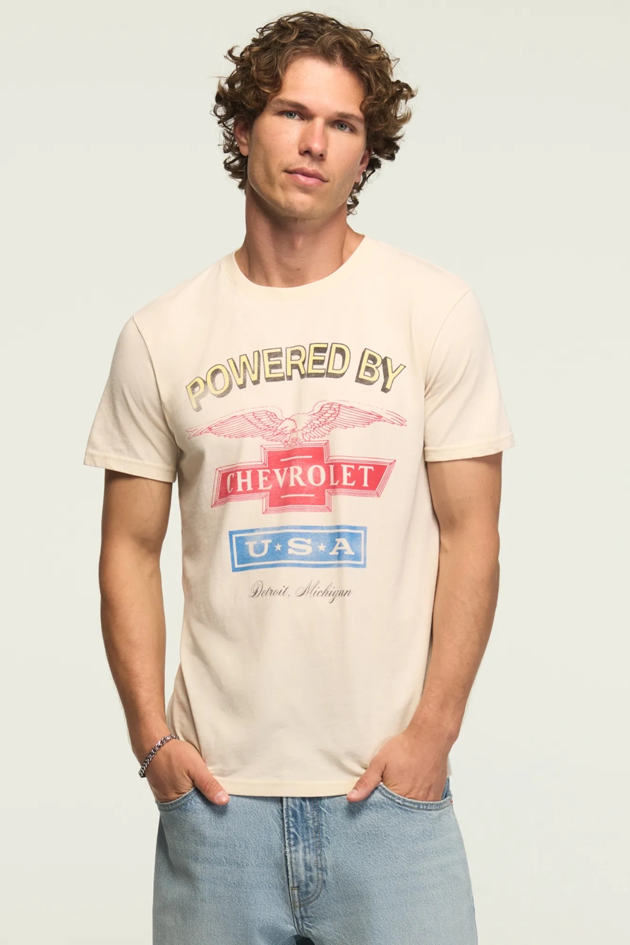 Image of Lucky Brand Chevrolet Logos Tee - Men's Clothing Tops Shirts Tee Graphic T Shirts in New Birch