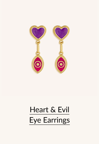 Heart & Evil Eye Earrings