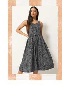 M&Co Petite Black Spot Print Sleeveless Cotton Midi Dress