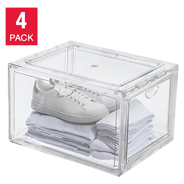 Stackable Shoebox and Organizer, 4-Pack
