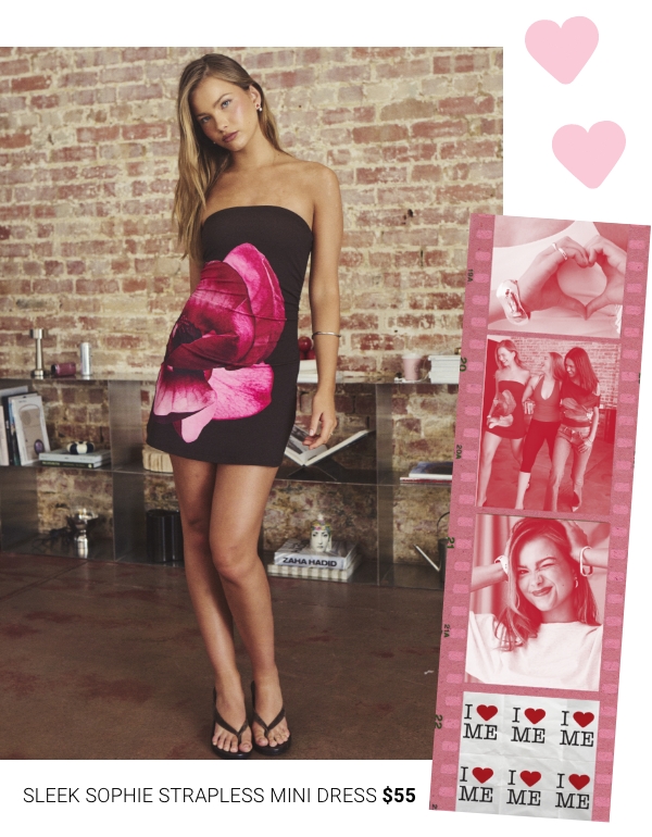 Sleek Sophie Strapless Mini Dress $55
