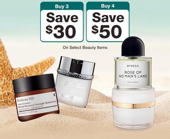 Buy 3 save $30 or buy 4 save $50 on select beauty items