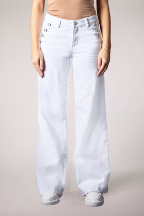 Ariana Mid Rise Wide Leg- White