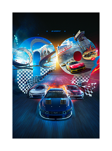 Art for Season 09 of The Crew Motorfest depicting a trio of cars blazing along a track.