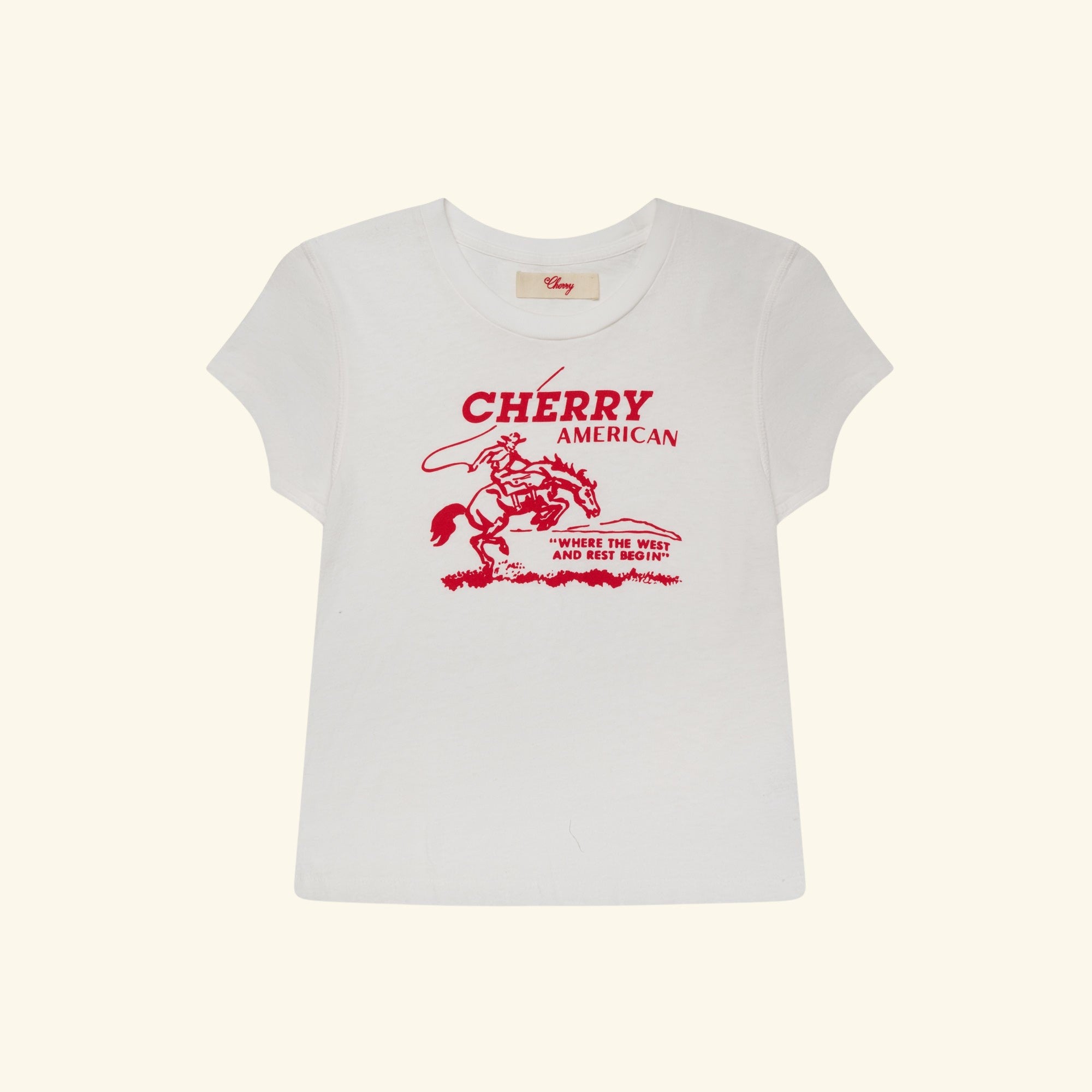 Image of Women's Cowgirl Fitted Baby Tee (Vintage White)