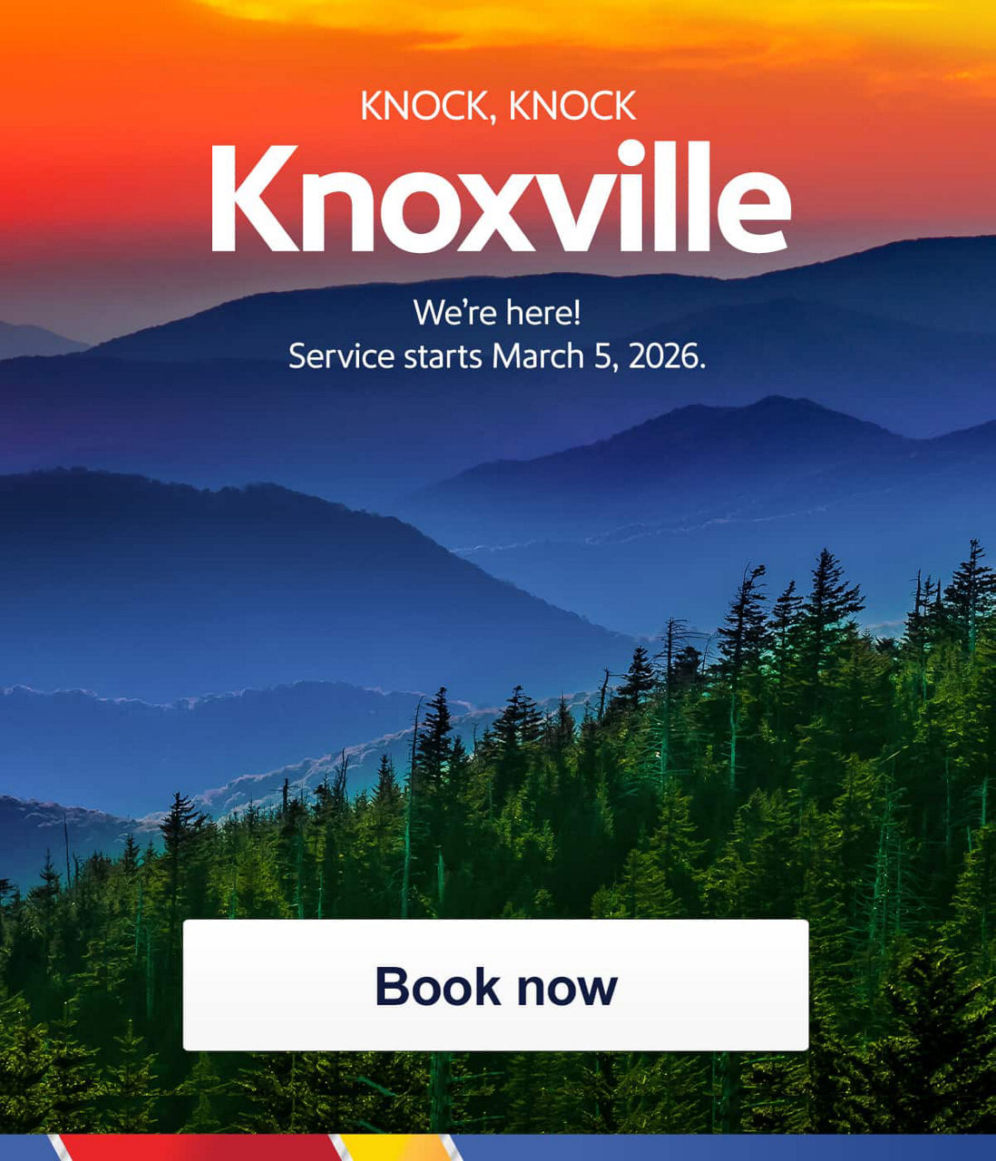 KNOCK, KNOCK Knoxville We’re here! Service starts March 5,  2026. [Book now]