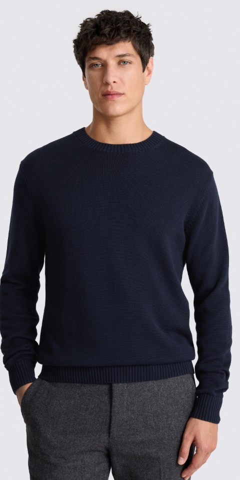 Navy Cotton Crew Neck Jumper