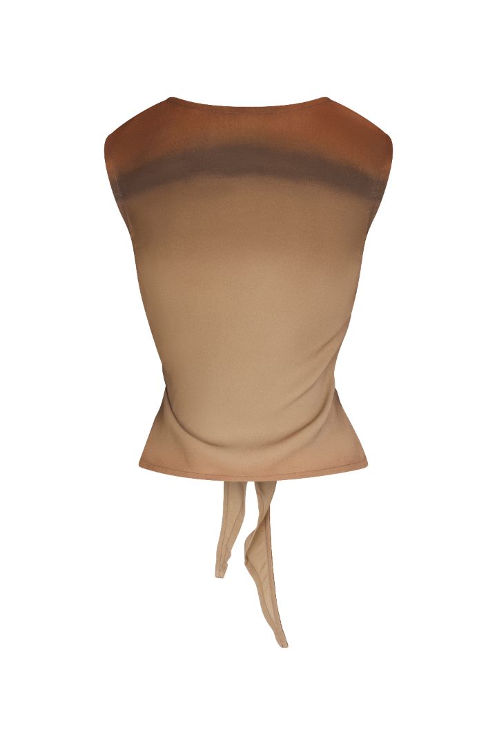 Image of Open Back Tie Top in Ombré Satine Crepe