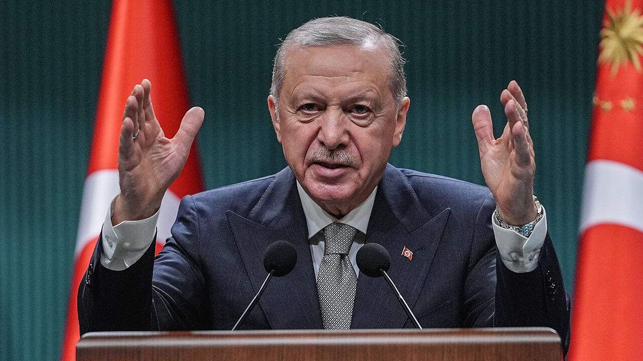President Recep Tayyip Erdogan at a press conference