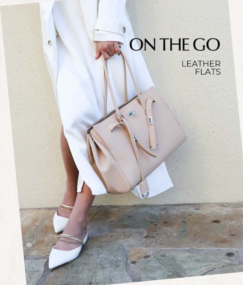 On The Go Leather Flat - Cream