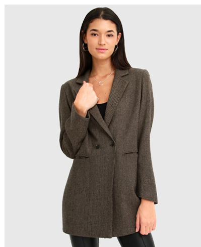 Kensington Wool Blend Oversized Blazer - Brown