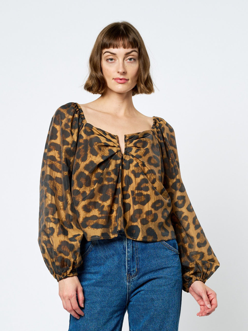 Image of Sussane Animal Print Puff Sleeve Top