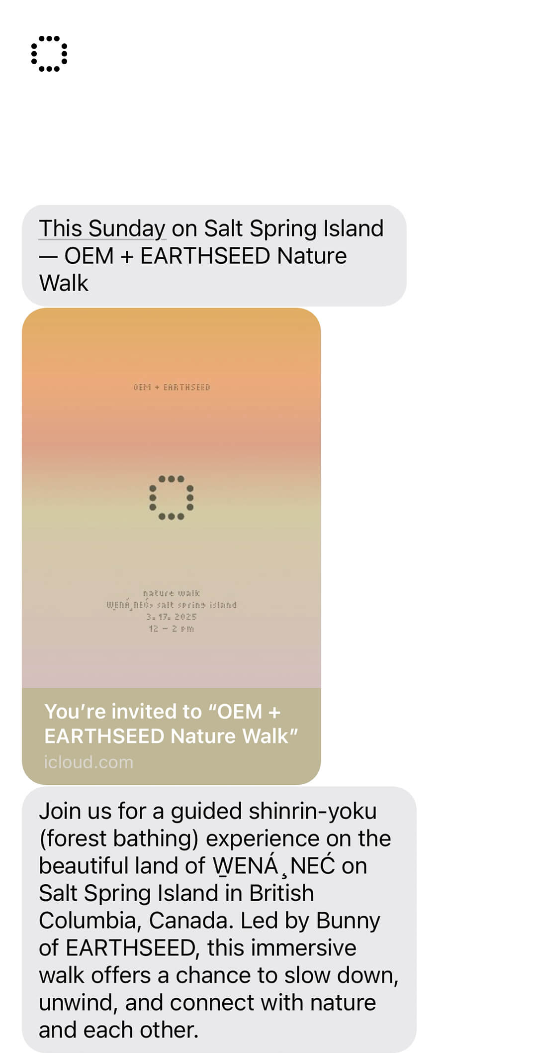 OEM + EARTHSEED Nature Walk