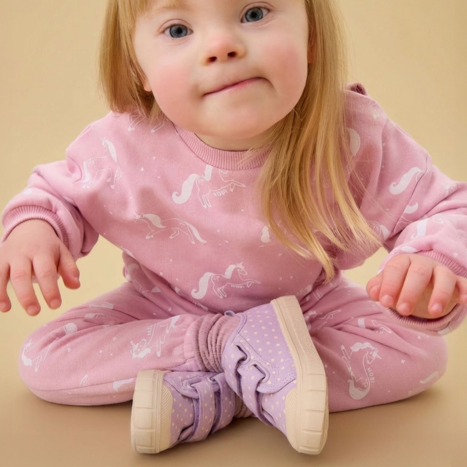 Image of KIDLY by MORI Print Canvas Trainers - Lilac Spot
