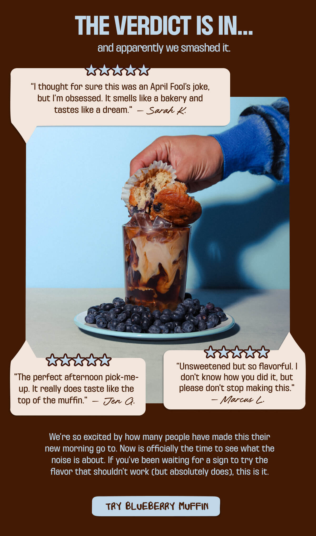 THE VERDICT IS IN...and apparently we smashed it - TRY BLUEBERRY MUFFIN