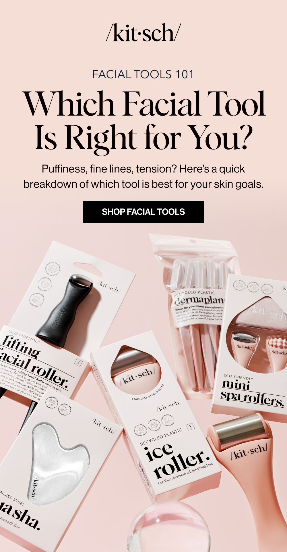 Which Facial Tool Is Right for You? Puffiness, fine lines, tension? Here’s a quick breakdown of which tool is best for your skin goals.
