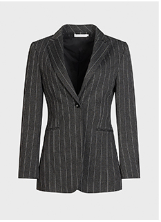 Dark Grey Pinstripe Boyfriend Blazer With Removable Belt