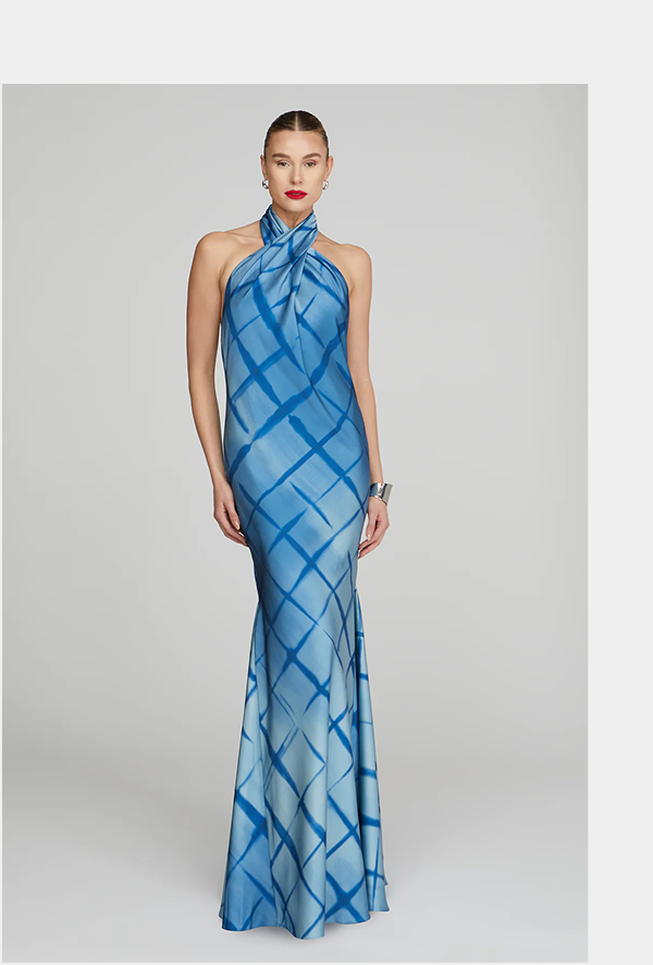 Corinne Printed Satin Gown