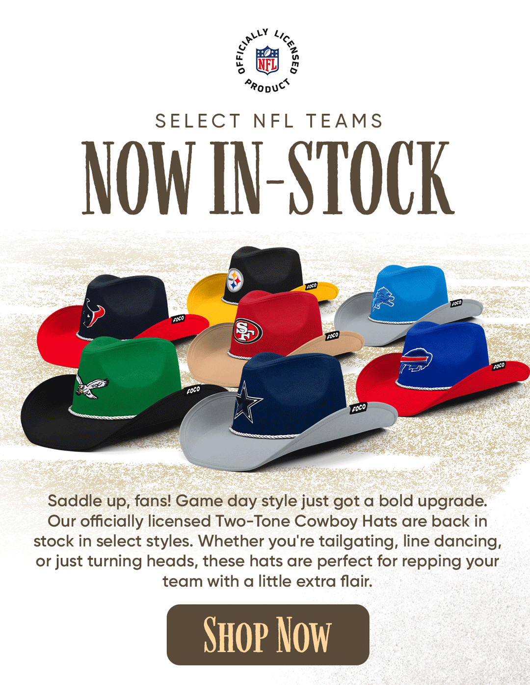 Shop Officially Licensed NFL Two Tone Cowboy Hats!
