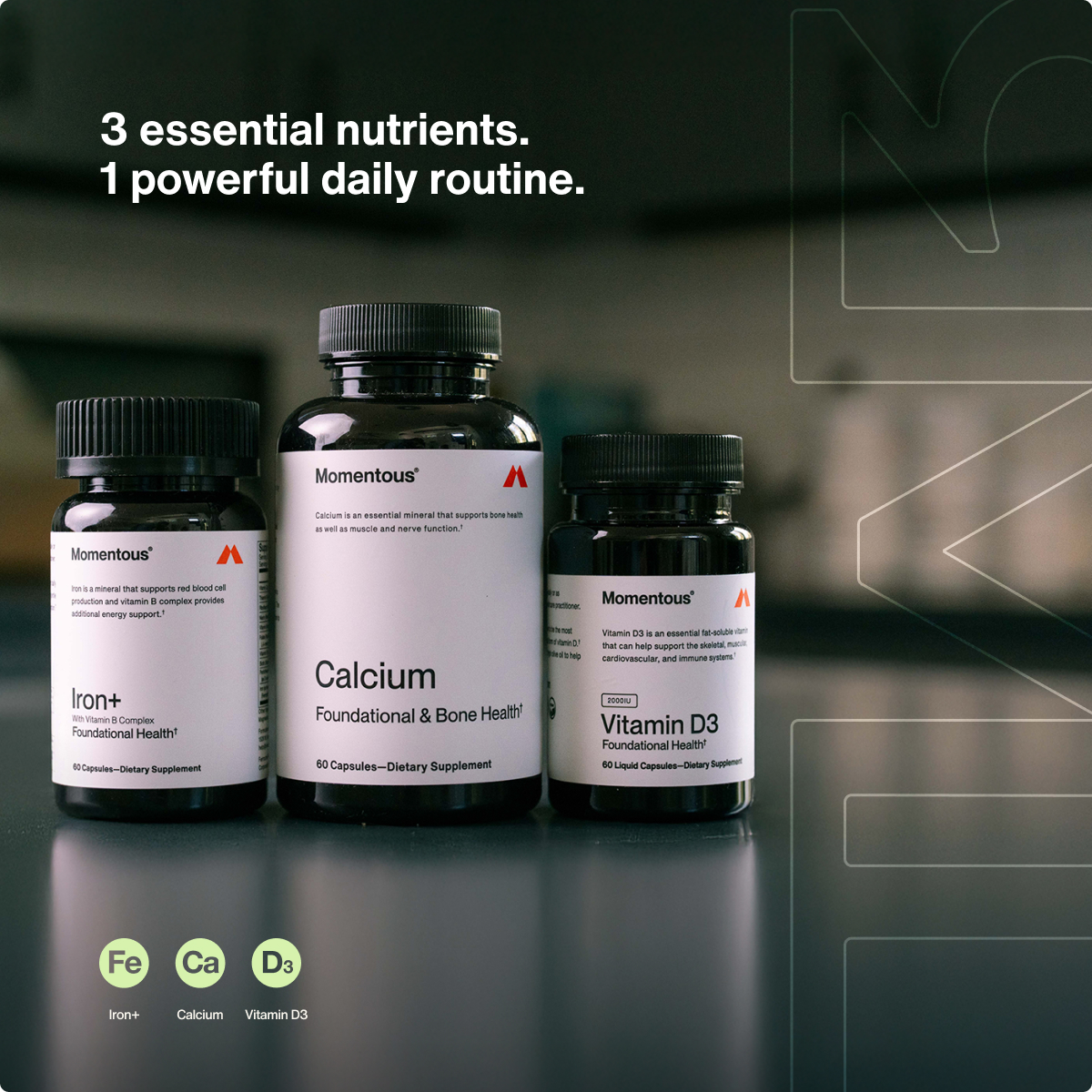 3 essential nutrients. 1 powerful daily routine. The Women's Three.