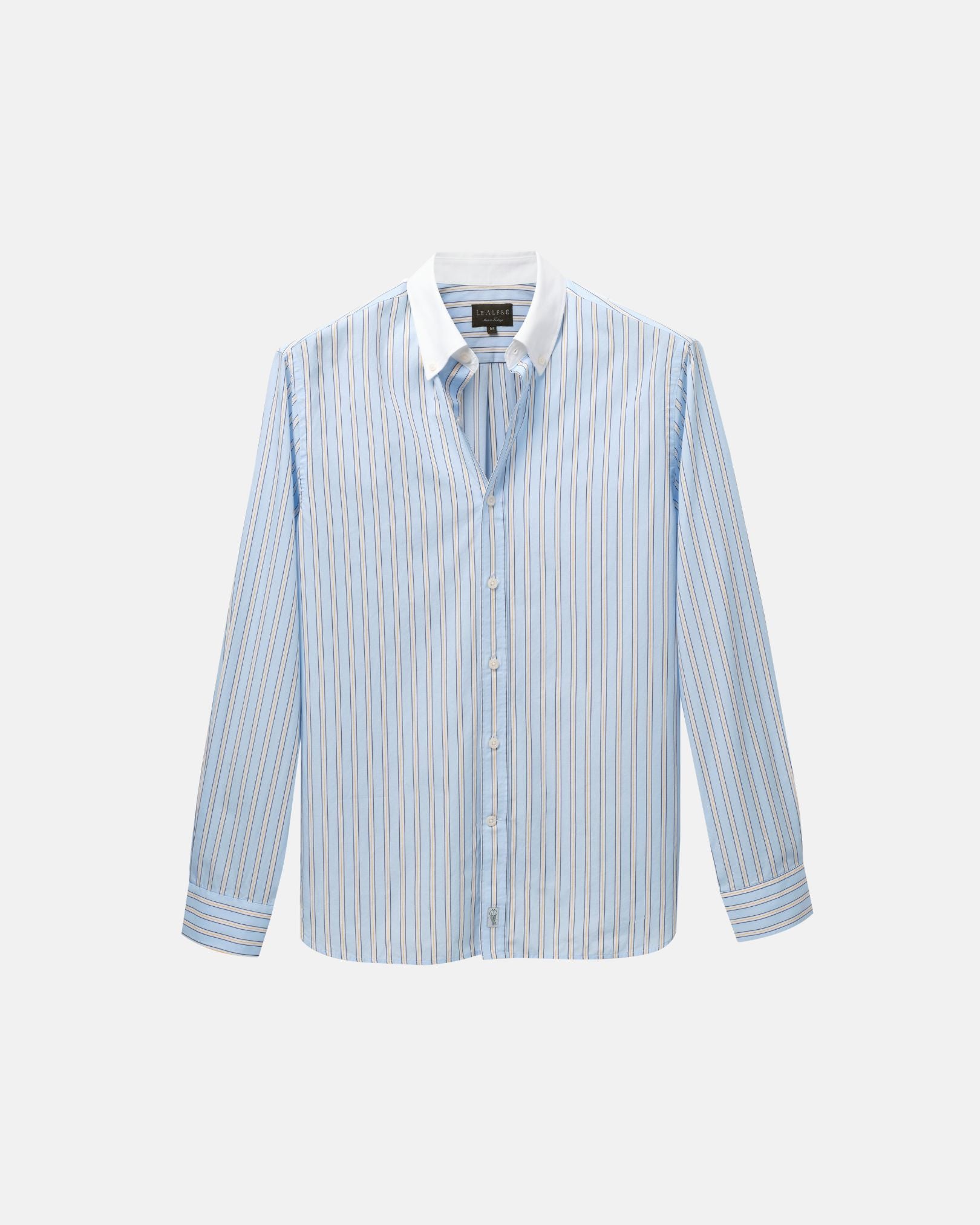 Image of Light Blue Stripe Contrast Collar Shirt (SS26)