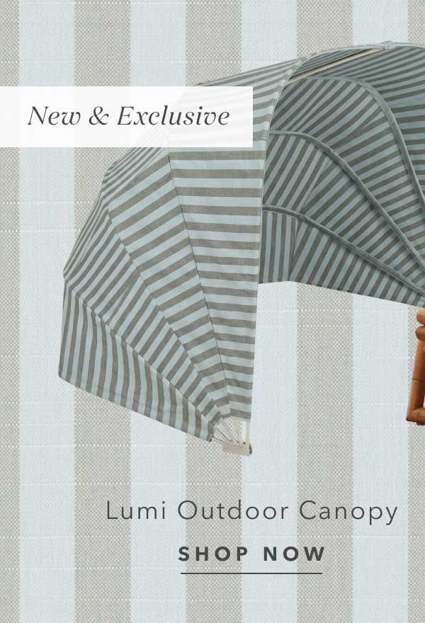 Lumi French Country Sail Away Aloe Striped Sunbrella Outdoor Lounge Canopy