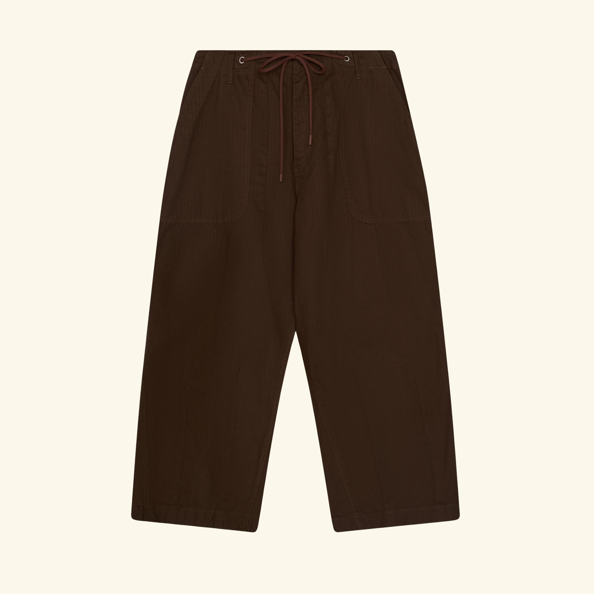 Image of Herringbone Parachute Pants (Brown)