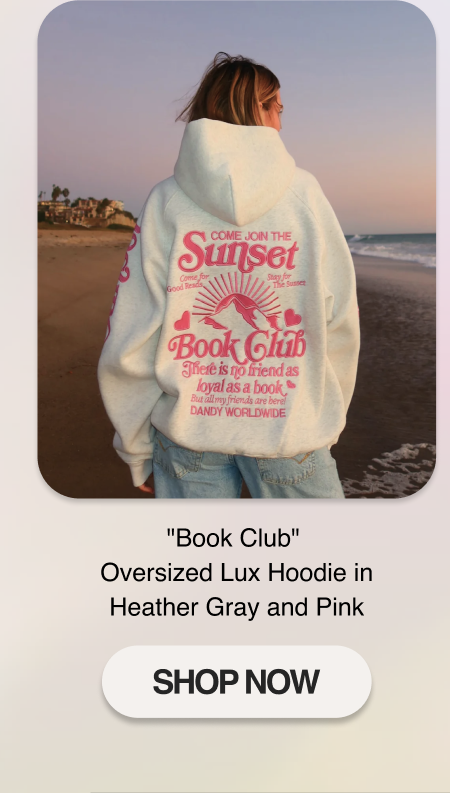 "Book Club" Oversized Lux Hoodie in Heather Gray and Pink