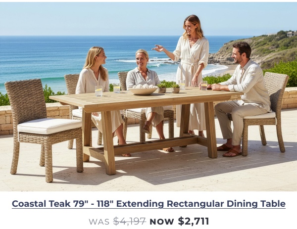 Coastal Teak 79in - 118in Extending Rectangular Dining Table
