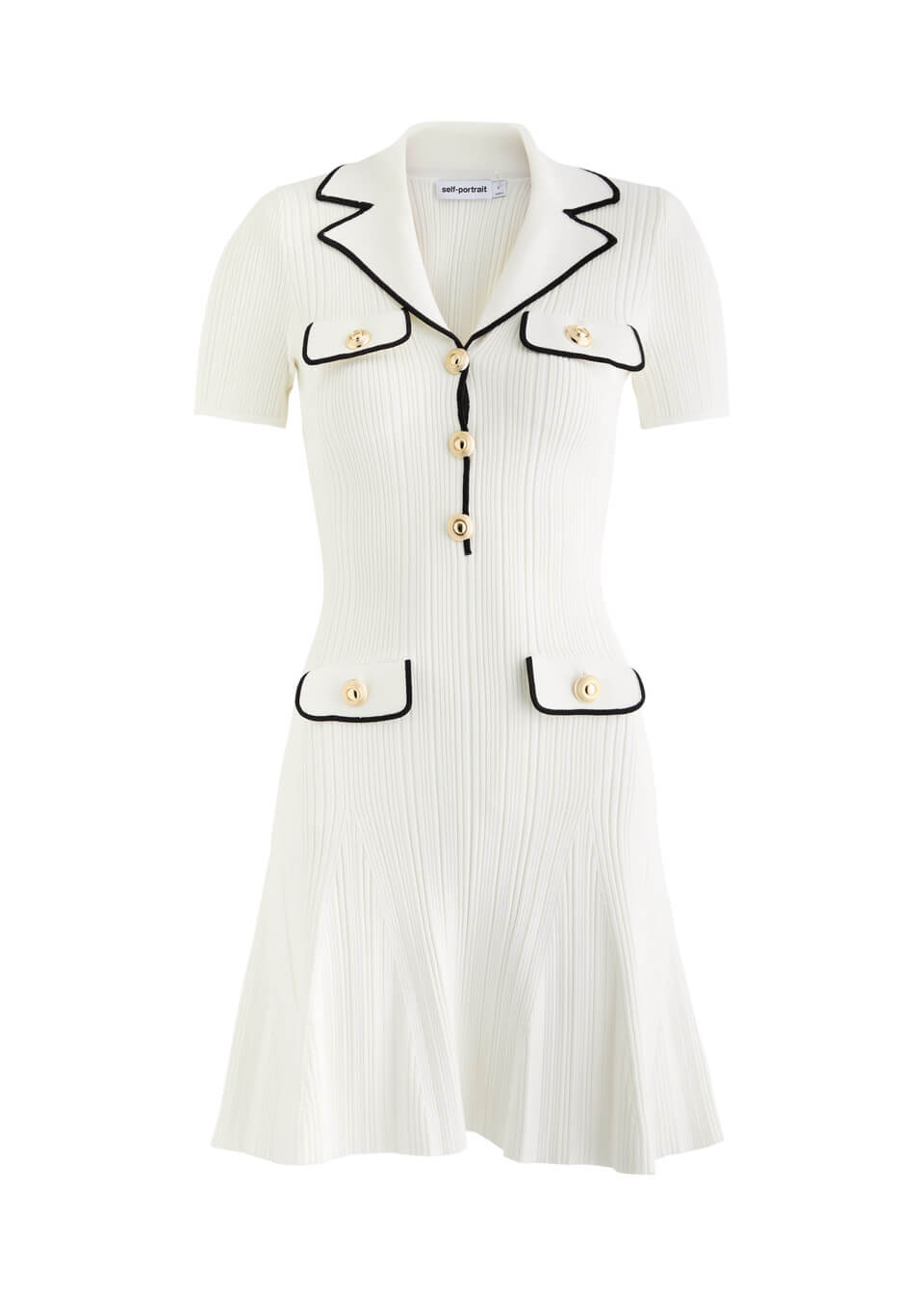 SELF-PORTRAIT Contrast-trim ribbed-knit mini dress