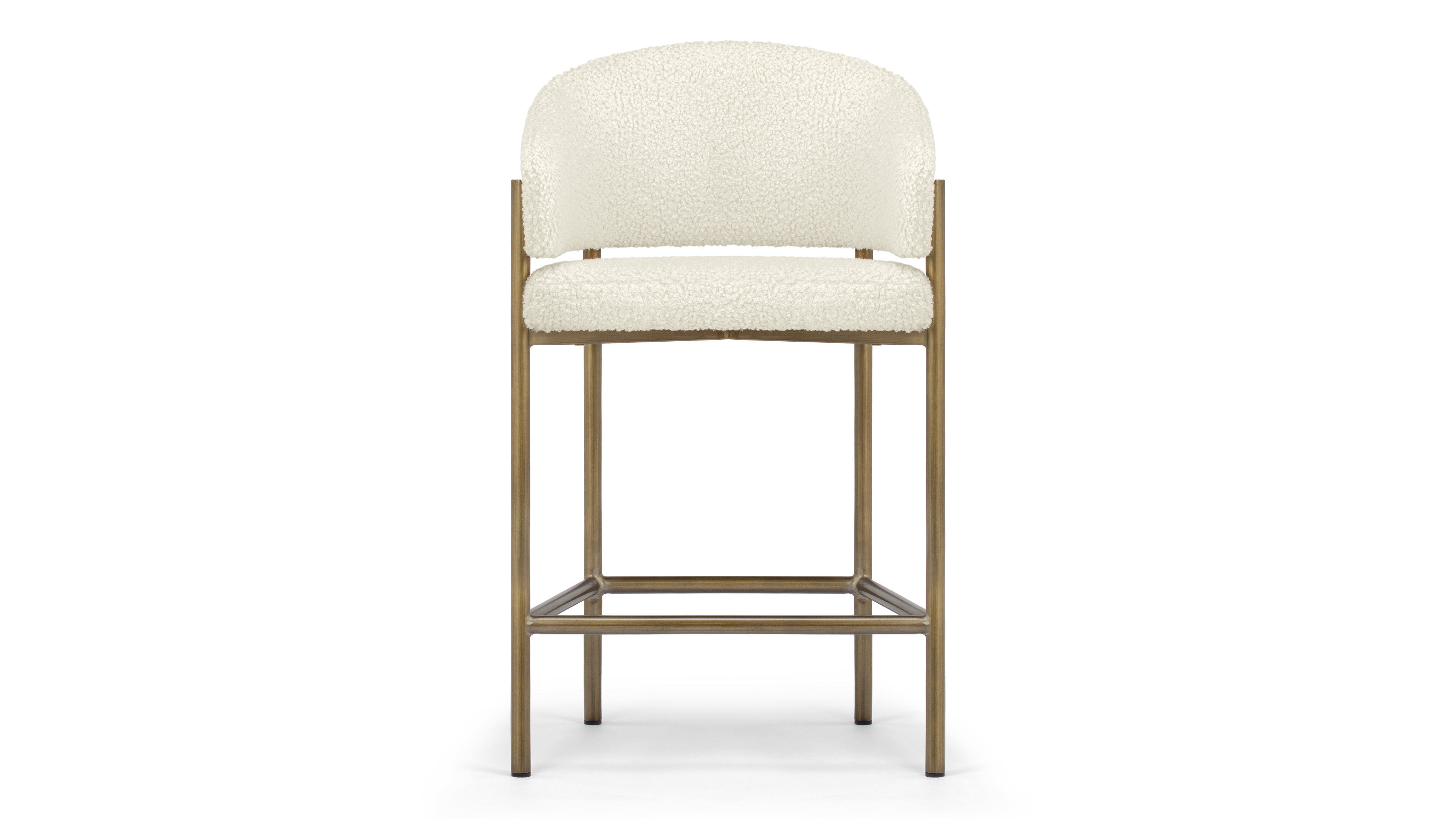 Image of Esme - Esme Counter Stool, Luxe Sherpa and Brushed Brass