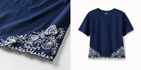 Blue Shell Lace Trim Top