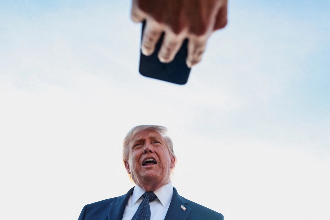President Donald Trump answers questions 