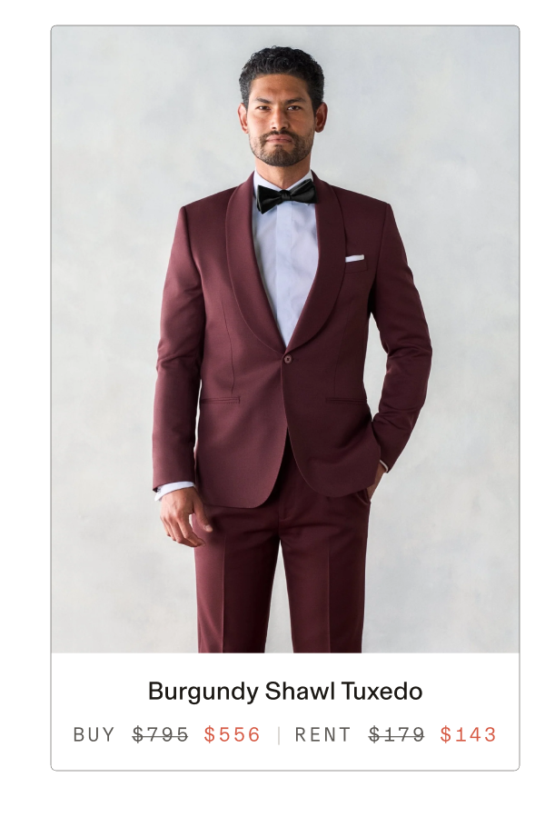 Burgundy Shawl Tuxedo BUY $556 RENT $143