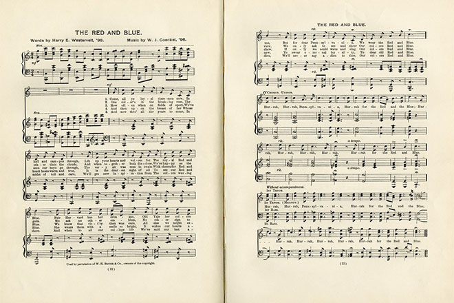 Open sheet music for "The Red and Blue."