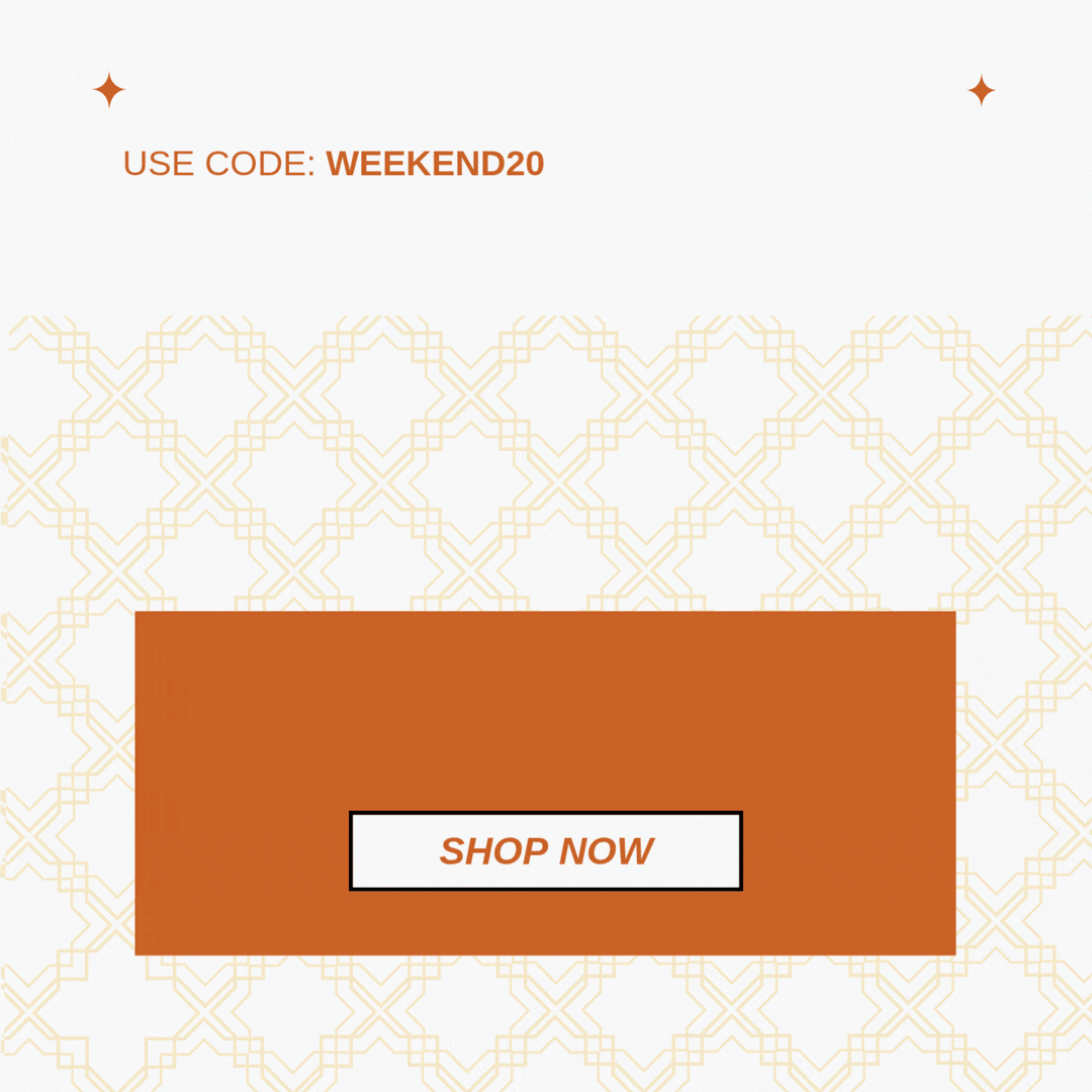 20% OFF starts now with code WEEKEND20! Ends before you know it.