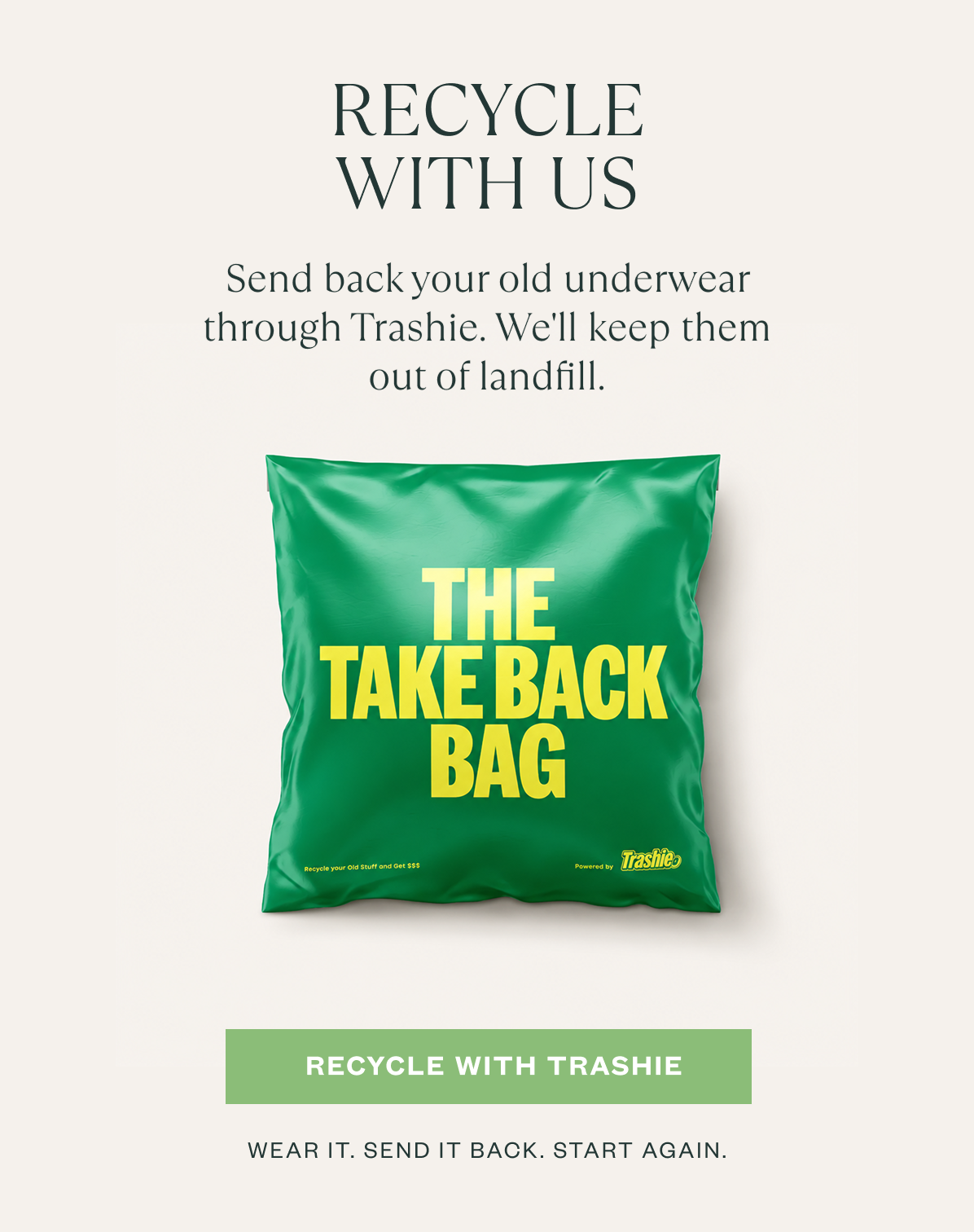 Trashie bag to recicle underwear