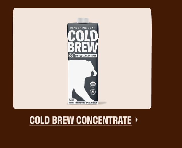 an image of a cold brew concentrate is shown on a brown background