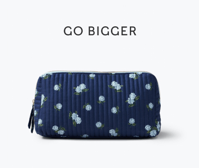 Quilted Large Cosmetic Pouch - Ditsy Hydrangea