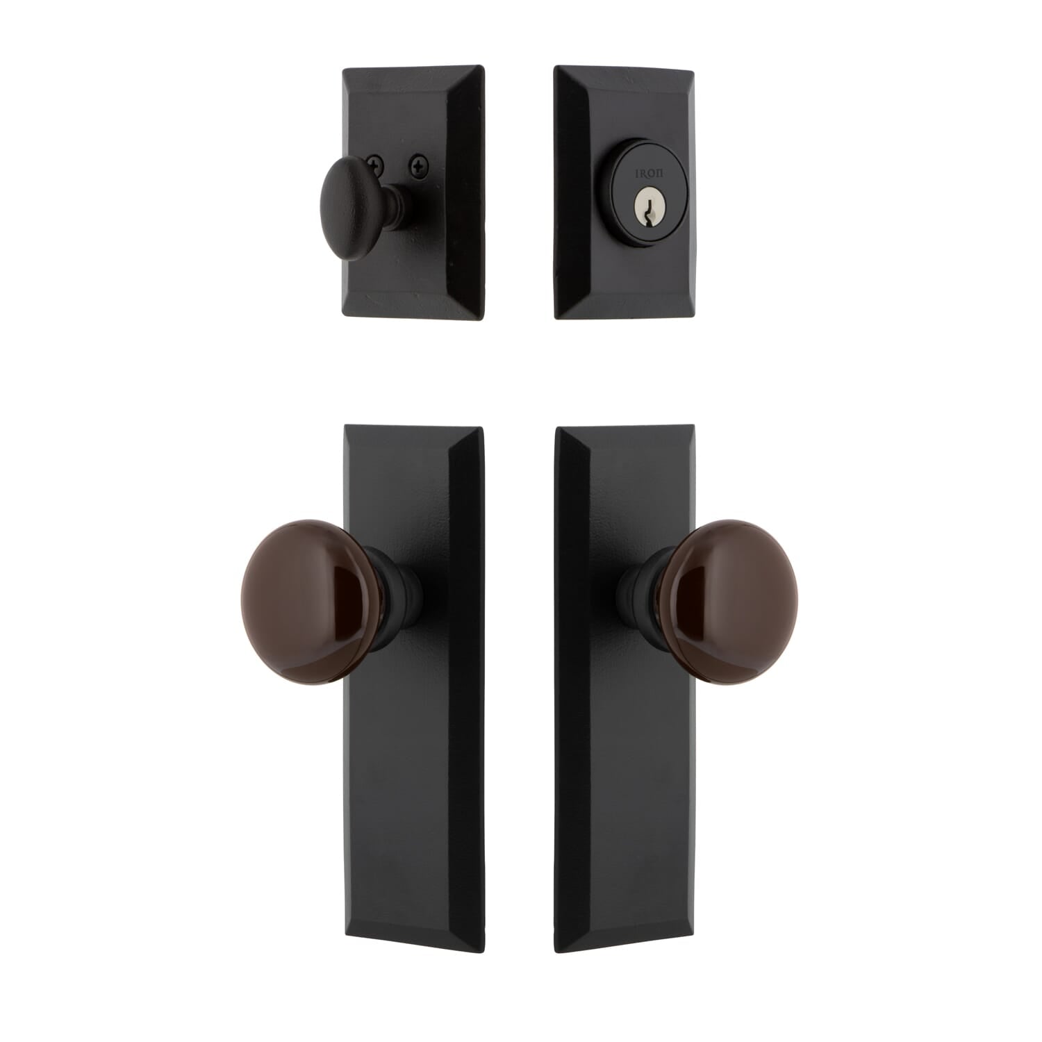 Image of Keep Long Plate Entry Set with Brown Autumn Porcelainin Knob