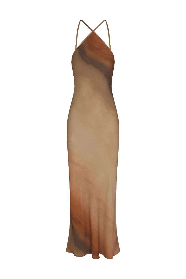 Image of SL Bias-Cut Slip Dress in Ombré Satine Crepe